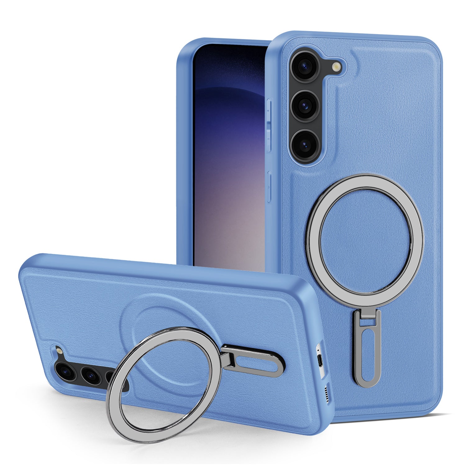 Uniqkart for Samsung Galaxy S23 Magnetic Phone Case PU Leather+PC+TPU Kickstand Cover Compatible with MagSafe - Baby Blue Uniqkart for Samsung Galaxy S23 Magnetic Phone Case PU Leather+PC+TPU Kickstand Cover Compatible with MagSafe - Baby Blue